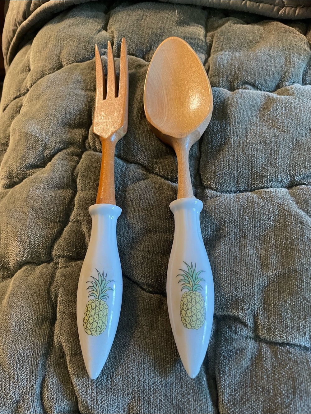 Vintage Nevco Pineapple Salad Servers Set of 2 spoon fork Japan
